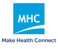MHC (Make Health Connect) logo in blue and white