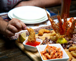 Variety of seafood on a table