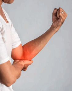 Man suffering from elbow inflammation
