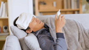 Man suffering from fever
