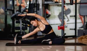 Asian woman stretching & warming-up