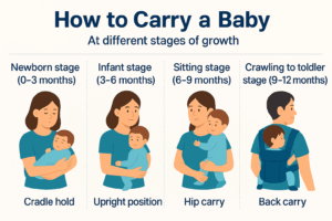 How to carry a baby at different stages of growth