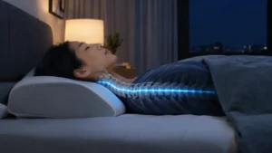 Correct spinal alignment on a contoured pillow