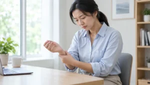 Woman holding her wrist in pain