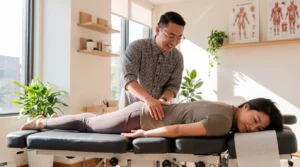 A chiropractor providing treatment to a patient