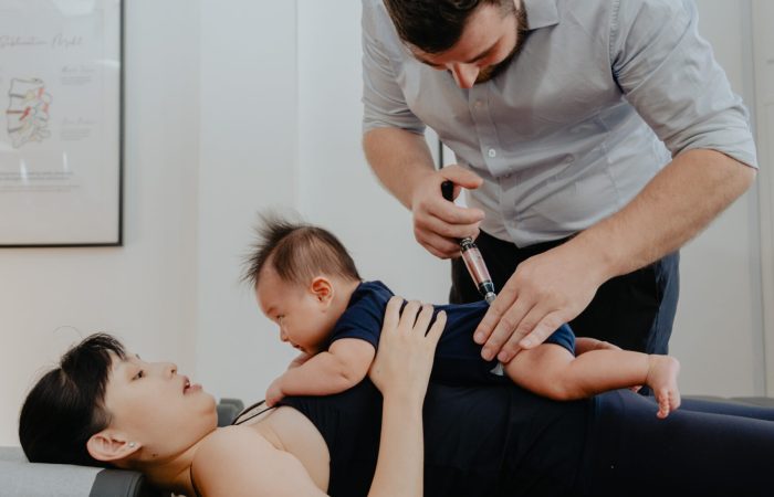 Baby getting chiropractic care